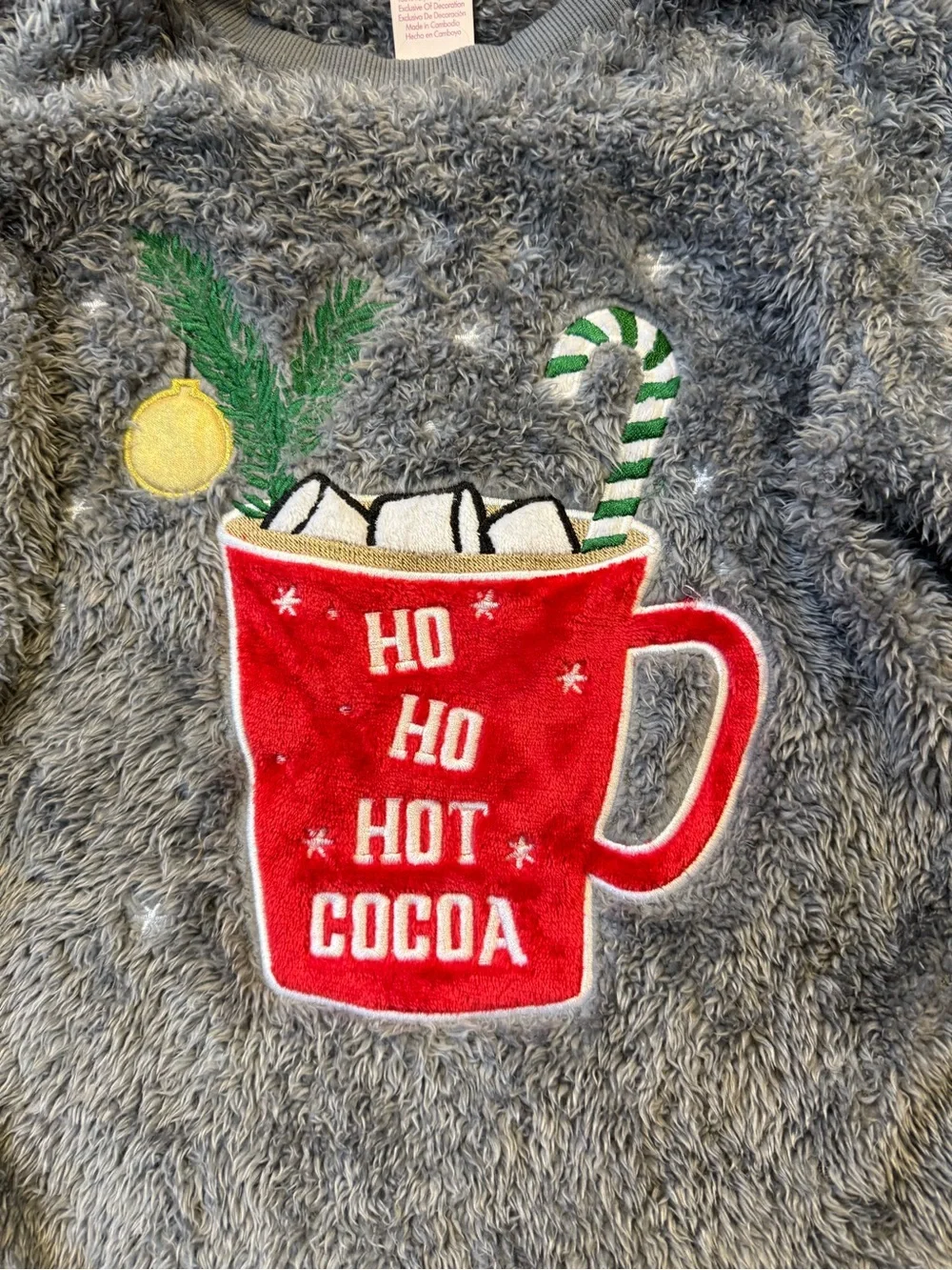 Secret Treasures Gray Fleece Pajama Top with Red Hot Cocoa Mug